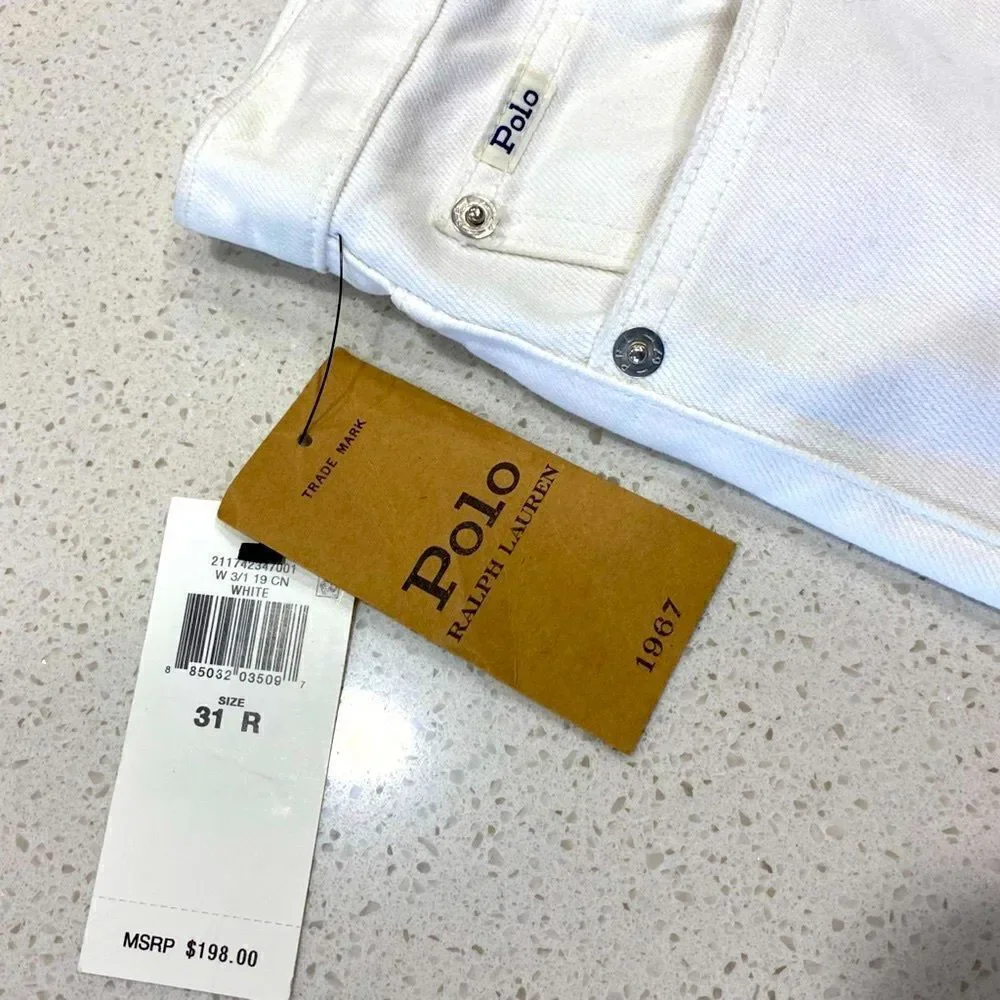 Ralph Lauren 31x26 Crop Wide Leg Jeans White NWT 100% Cotton